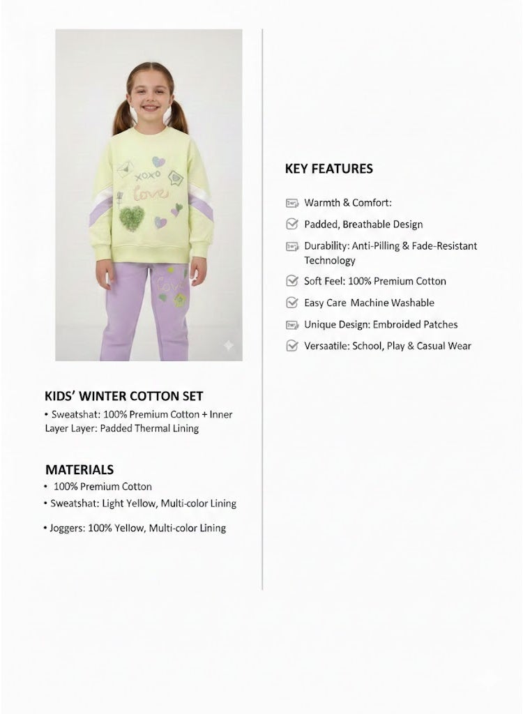 Macaw Kids Winter Cotton Set 100% Padded – Soft Warm Children Outfit with Heavy Outer Fabric, Anti-Pilling & Fade Resistant, Comfortable Long Sleeve Top and Pants for Daily Wear, School & Outdoor Activities(8years) - Image 4